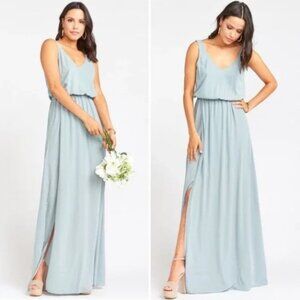 Show Me Your Mumu Kendall Maxi Dress in Silver Sage Crisp XXS NWT